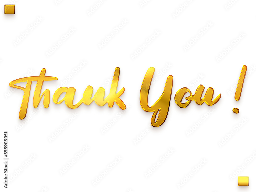 Fototapeta premium Thank You ! Transparent PNG Gold Typography Text 