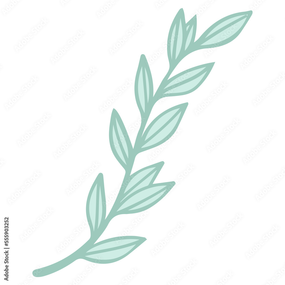 branch with leaves and line branch with leaves and line