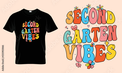 second vibes t-shirt Design, Unique And Colorful 100 days School T-Shirt Design, back to school. Congratulatory lettering for the celebration of the hundredth day of the student.

