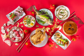 Chinese lunar New Year dinner table