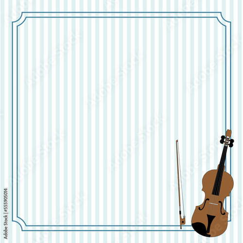 シンプルでかわいいバイオリンのイラストフレーム素材青色