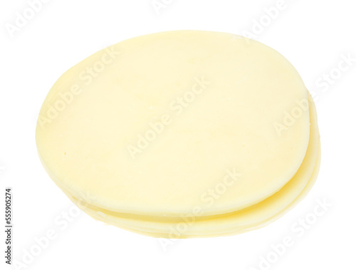 Provolone Slices On White Background