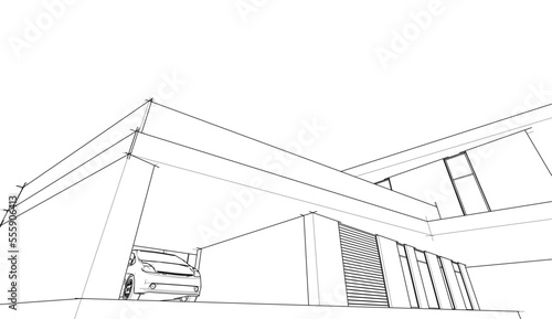 architectural sketch of a house