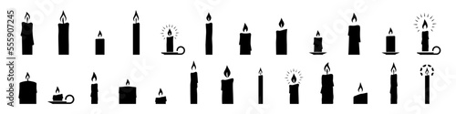 Candle silhouettes. Celebration decoration in flat style.