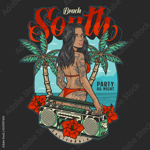 South bikini girl flyer colorful