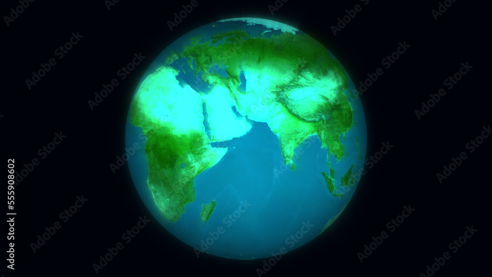 Fototapeta premium Beautiful planet earth in space against black background. Flying over the surface of the earth.