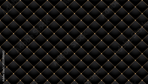 Rhombus black and gold color pattern background. Luxury template with vintage leather texture for invitation card wallpaper.