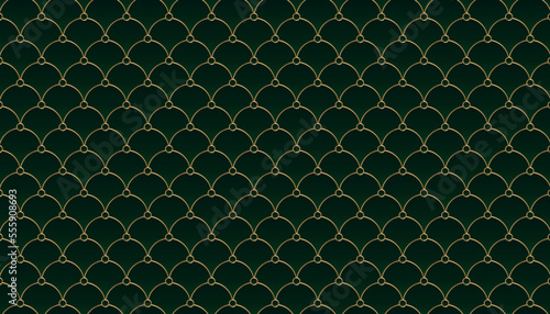 Elegant dark green circle pattern background. Luxury template for invitation card wallpaper. Vector illustration.