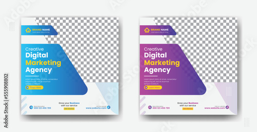 Digital marketing Social media post template. Corporate Business Social media post. Instagram feed post, social media poster. corporate business marketing banner ads for social media post photo