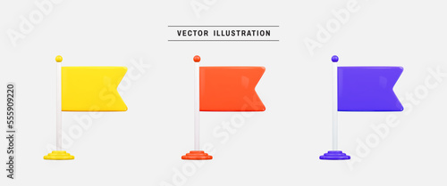Flag with pole 3d icon render. realistic design elements collection. vector illustration in cartoon minimal style