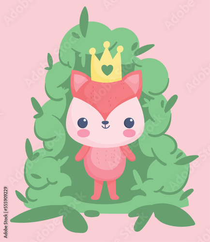 cute fox with crown © Stockgiu