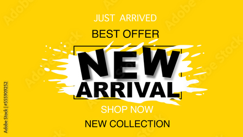 yellow new arrival banner for store