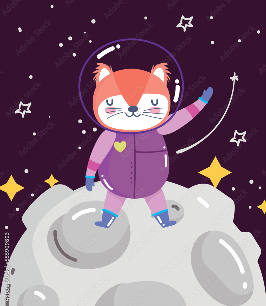 space fox astronaut on moon