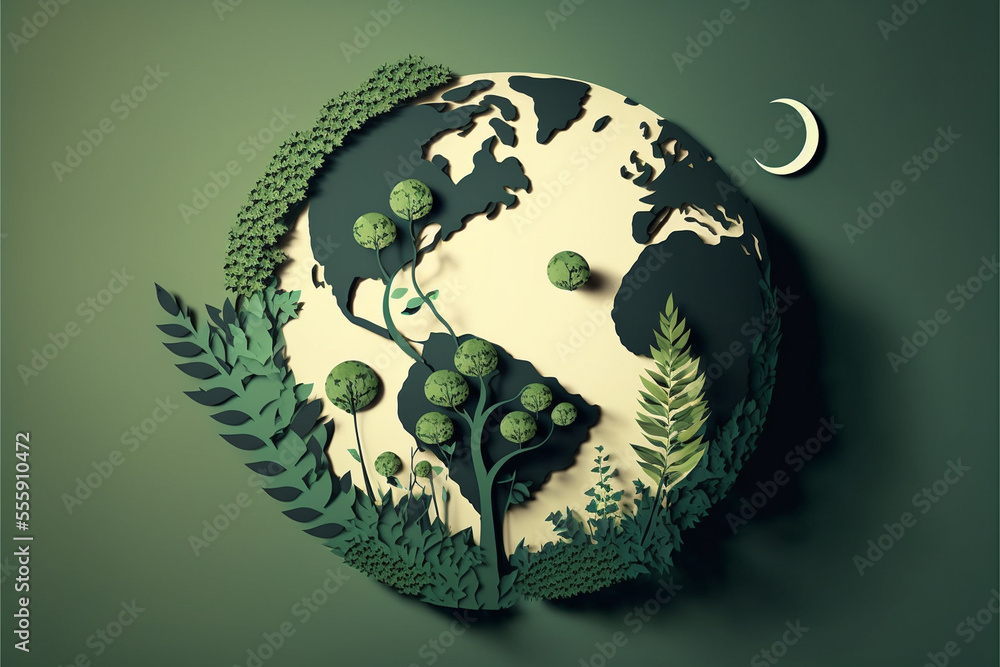 World environment and earth day concept with glass globe and eco friendly enviroment World environment and earth day concept with glass globe and eco friendly enviroment