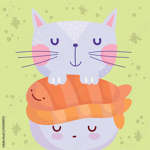 cute cat and sushi
