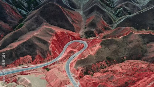 aerial view of red mountains vally photo