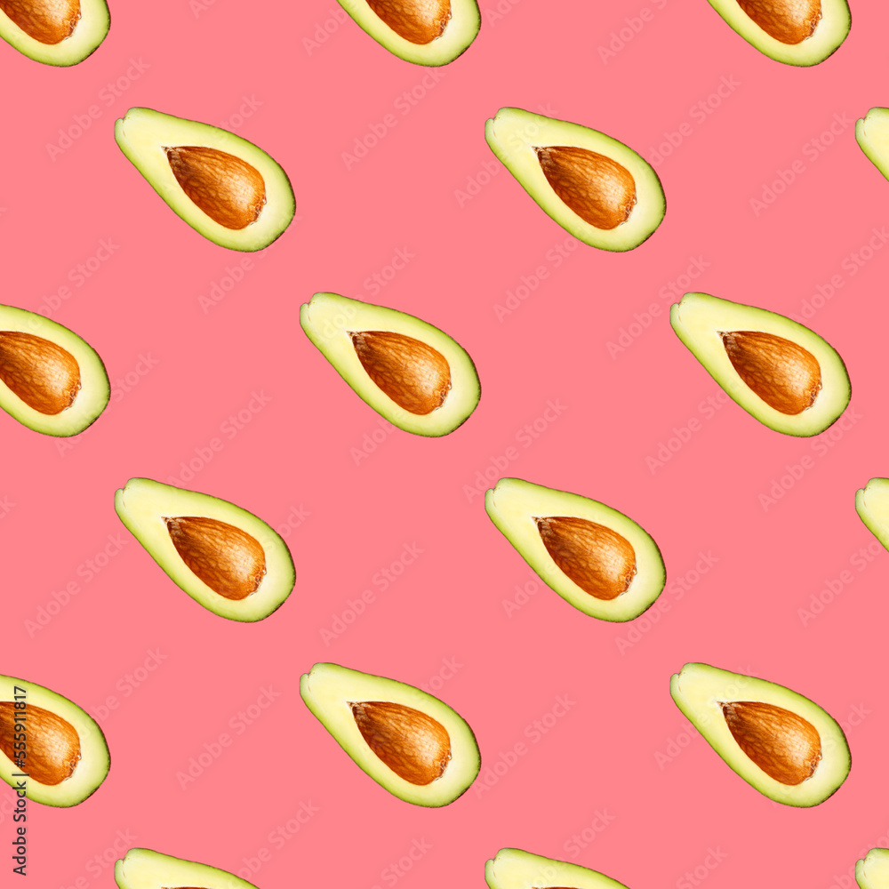 Avocado pattern on pink background. Top view. Avocado pattern on pink background. Top view.