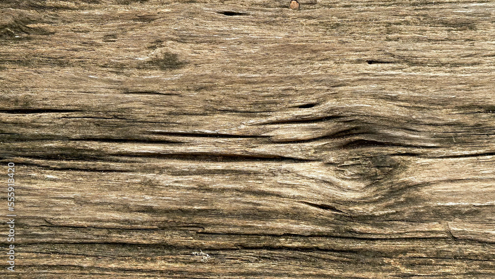 Texture of rotten brown wooden plank background