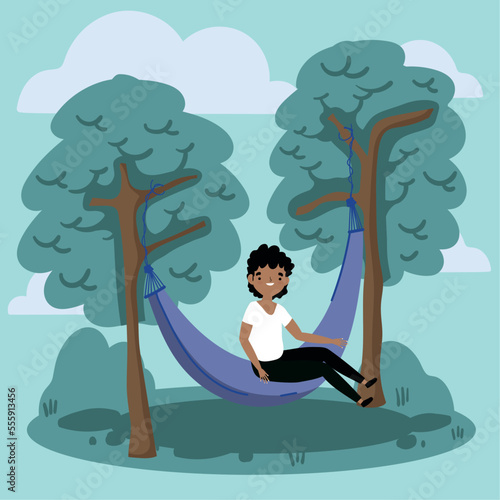 boy resting in hammock