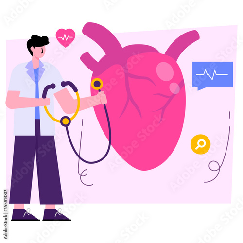 Modern design illustration of heart checkup 