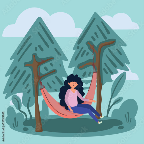 girl resting in hammock
