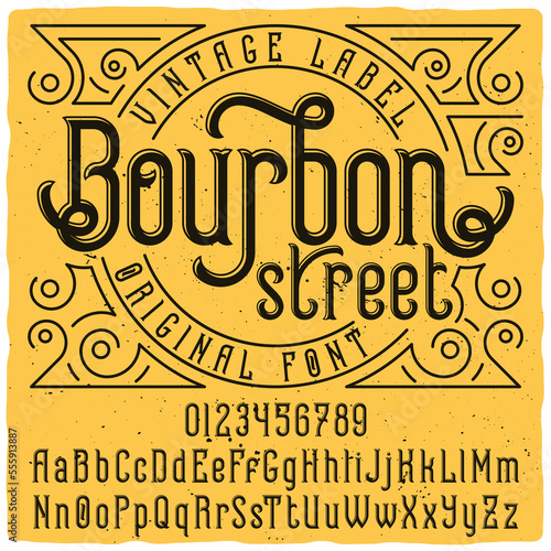 Fotografering Vintage label font named Bourbon Street