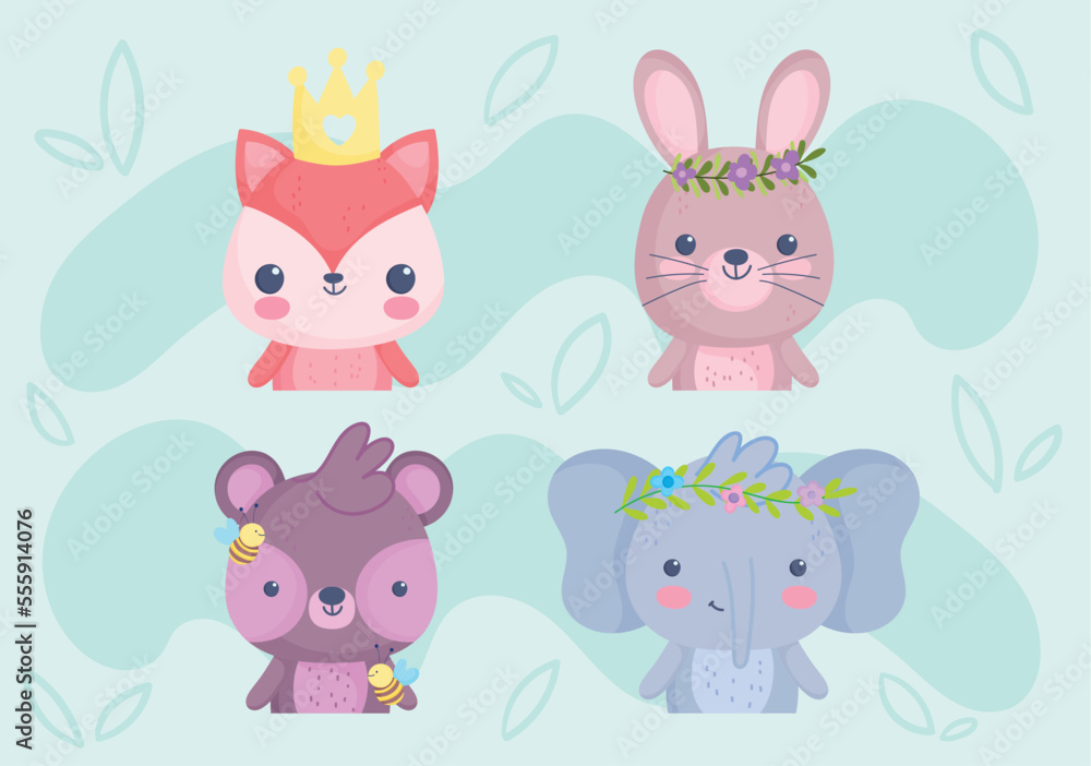 set cute animals