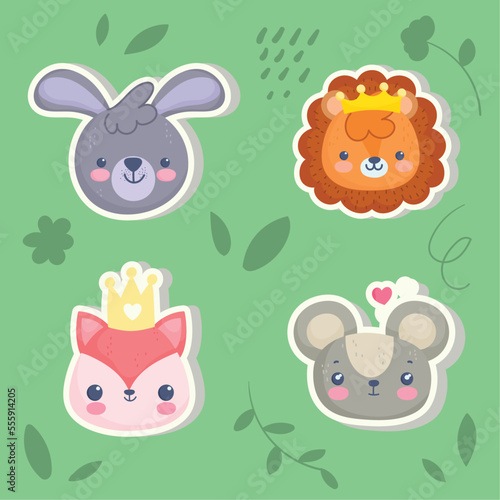 set cute animals stickers