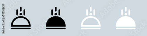 Food tray icon set in black and white. Dinner signs vector illustration.