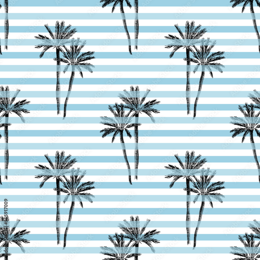 Palm trees seamless pattern on white background Palm trees seamless pattern on white background