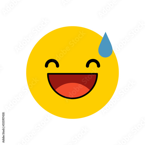 Awkward smiling face. Emoji icon.