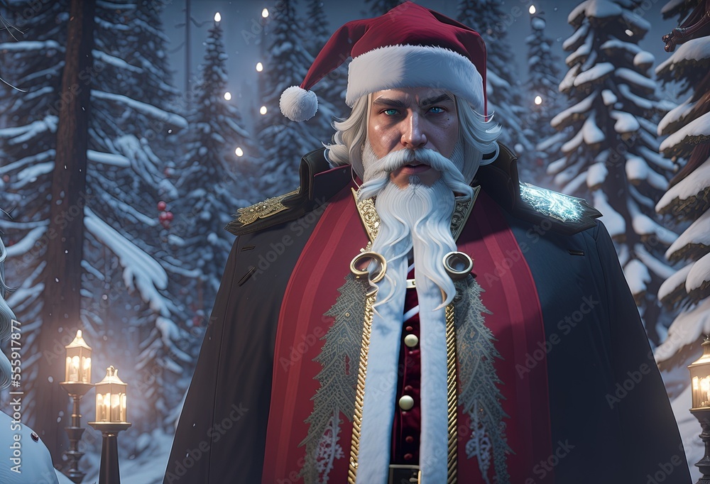 priest assassin santa clause in Christmas, concept art , 3d render

