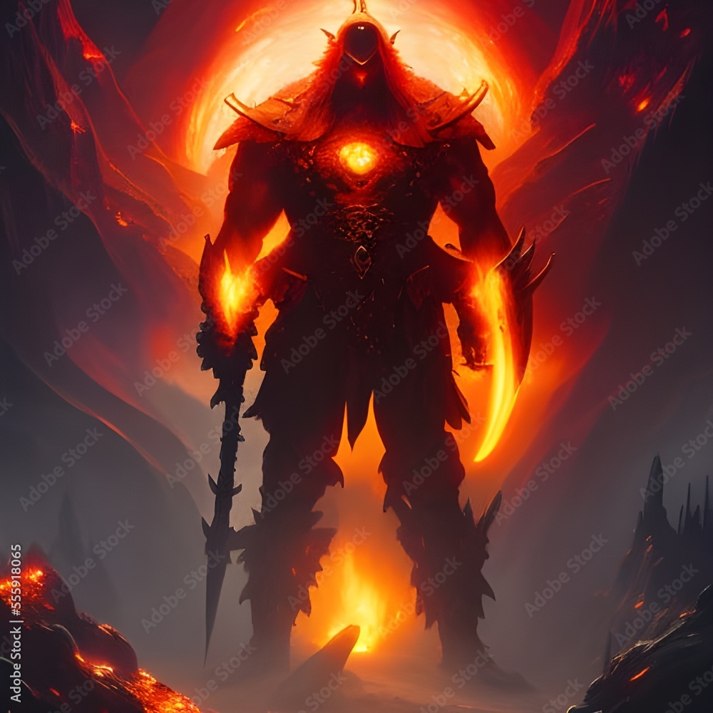 Fire Knight. This is a generated art art). All characters are