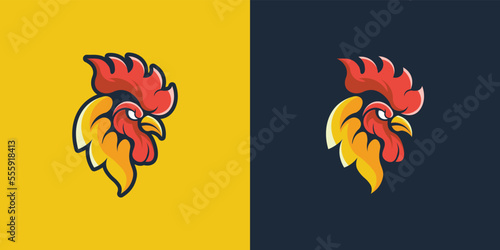 rooster head vector logo template