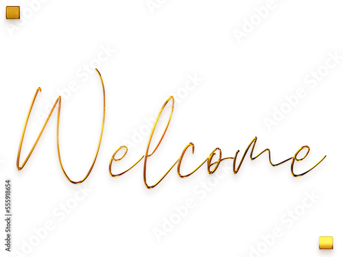 Welcome Text Gold Cursive Calligraphy Text 