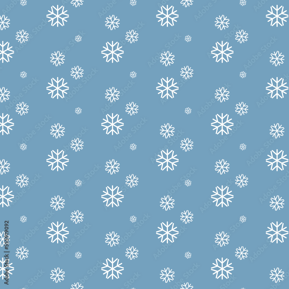 Repeating pattern of snowflakes on a blue background Repeating pattern of snowflakes on a blue background