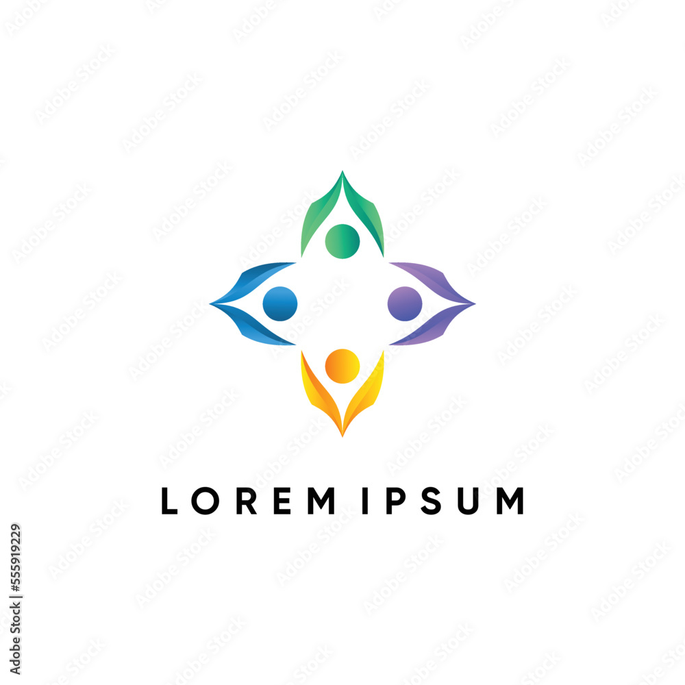 People flower logo design vector illustration People flower logo design vector illustration