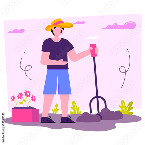 Modern design illustration of gardener 