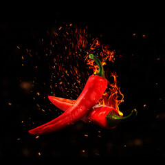 Papier peint photo Piments forts Piments forts en feu rouge  © Muhabbat