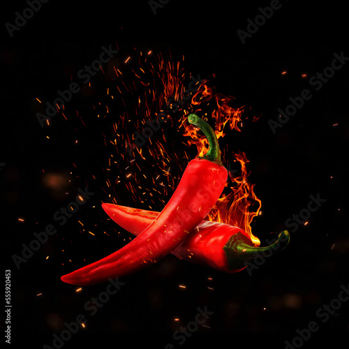 Red hot chili peppers on fire