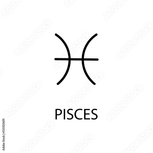Zodiac Pisces Sign in linear style isolated. Pisces zodiac symbol in minimal style. vector illustration 