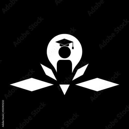 Logo vector design of people, scholar, abstract art in black and white colors