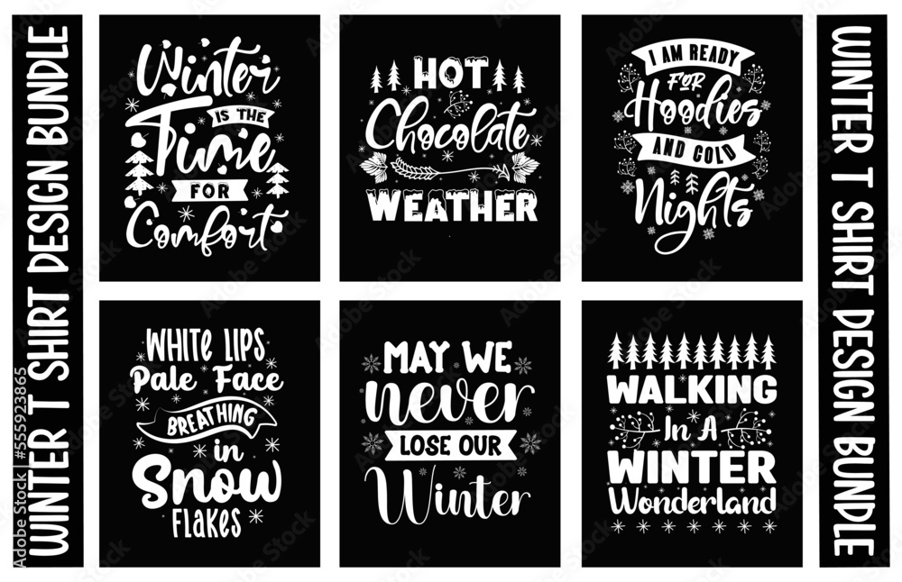 Fototapeta premium PrintWinter T shirt Design Bundle.
