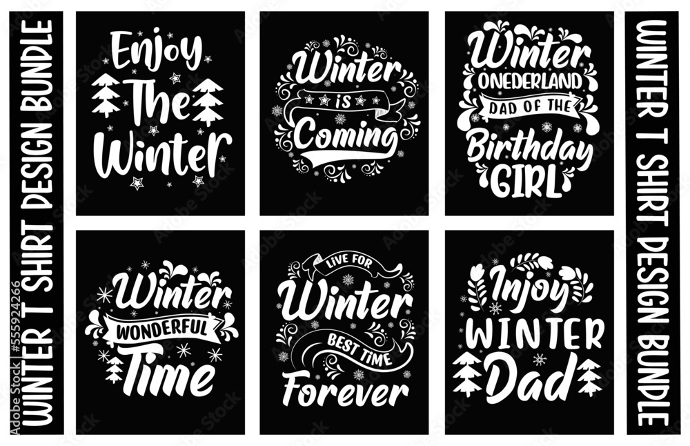 Winter T shirt Design Bundle.