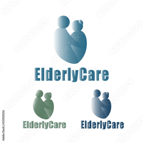 Set of elderly healthcare logos. Nursing home sign