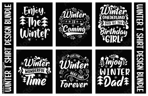 Winter T shirt Design Bundle.