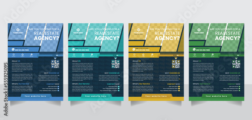 A4 size real estate business agency flyer leaflet poster banner template vector design