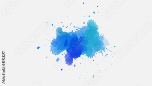 blue watercolor splashes. ink slow motion transition reveal. 