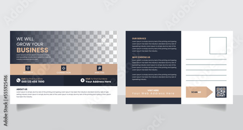 2 sided corporate business postcard design template vector