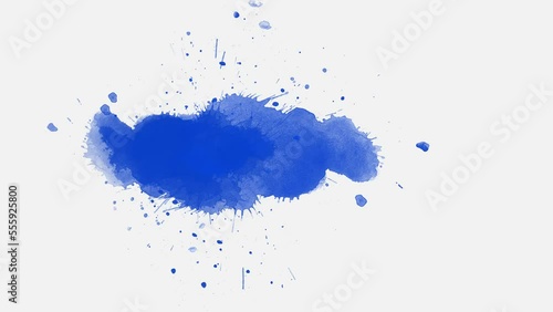 blue ink splashes on white background. ink slow motion transition reveal. 